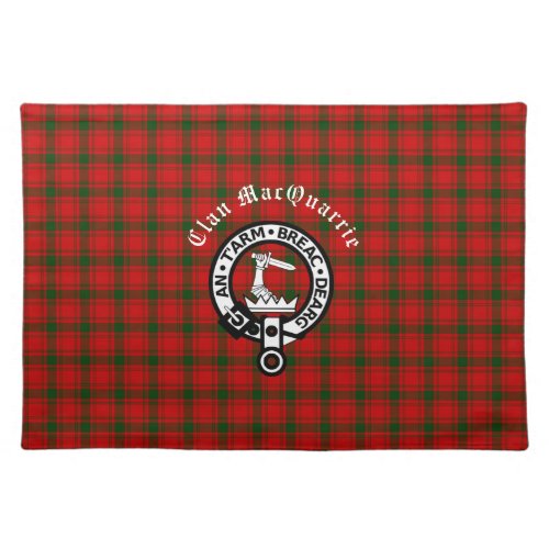 Clan MacQuarrie Tartan and Crest  Cloth Placemat