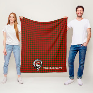 Clan MacQuarrie Tartan and Crest Fleece Blanket
