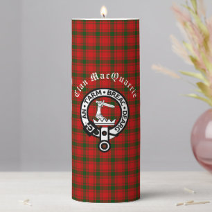 Clan MacQuarrie Tartan and Crest Pillar Candle