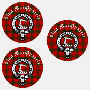 Clan MacQuarrie Tartan and Crest Round Labels
