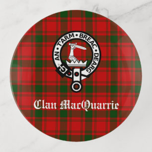 Clan MacQuarrie Tartan and Crest Trinket Tray