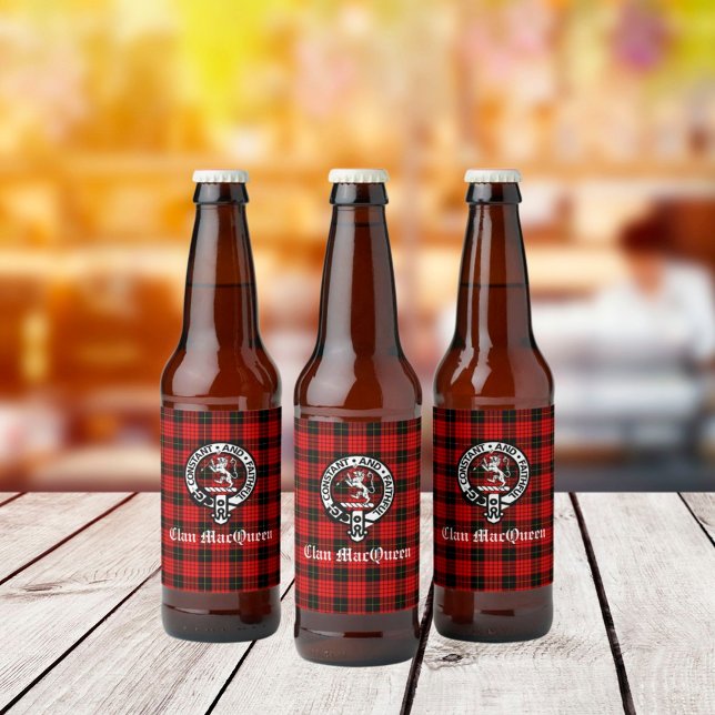 Clan MacQueen Crest Badge & Tartan Bottle Label (Creator Uploaded)