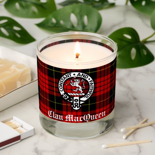 Clan MacQueen Crest Badge  Tartan Scented Candle