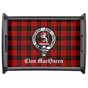 Clan MacQueen Crest Badge & Tartan Serving Tray