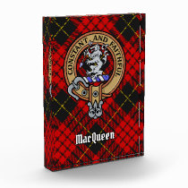 Clan MacQueen Crest over Tartan Acrylic Award