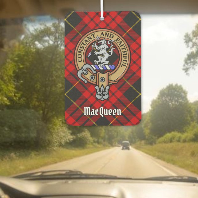 Clan MacQueen Crest over Tartan Air Freshener (Creator Uploaded)