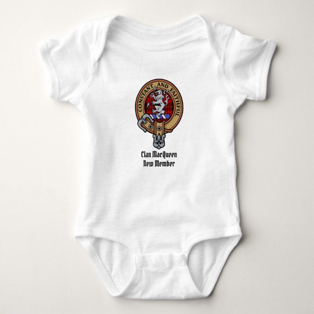 Clan MacQueen Crest over Tartan Baby Bodysuit (Front)