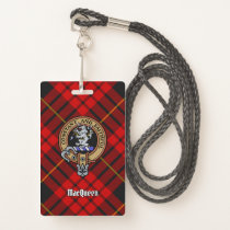 Clan MacQueen Crest over Tartan Badge