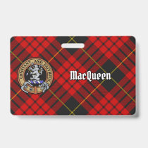 Clan MacQueen Crest over Tartan Badge