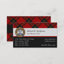 Clan MacQueen Crest over Tartan Business Card