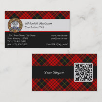 Clan MacQueen Crest over Tartan Business Card