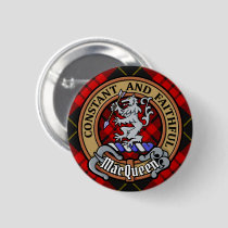 Clan MacQueen Crest over Tartan Button