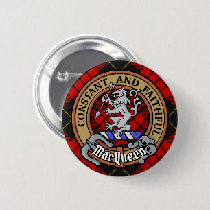 Clan MacQueen Crest over Tartan Button