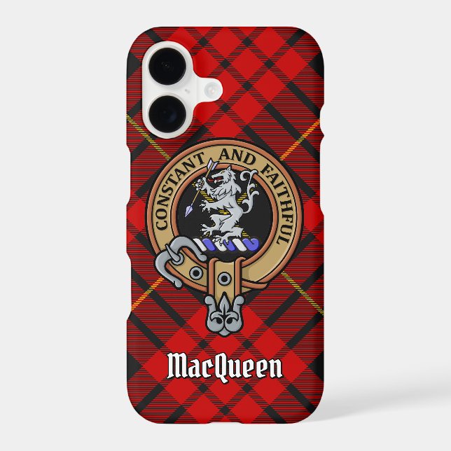 Clan MacQueen Crest over Tartan Case-Mate iPhone Case (Back)