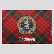 Clan MacQueen Crest over Tartan Cloth Placemat