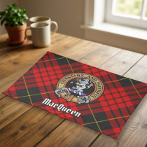 Clan MacQueen Crest over Tartan Cloth Placemat
