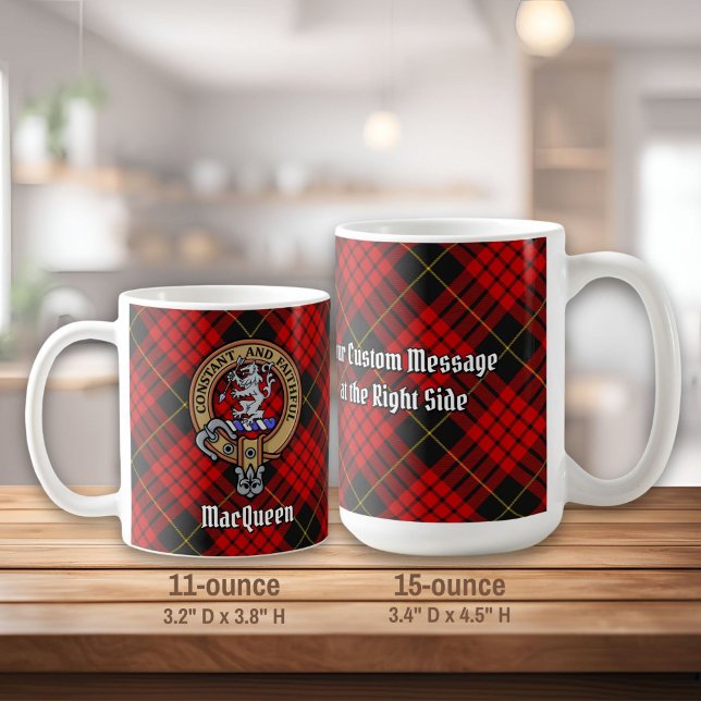 Clan MacQueen Crest over Tartan Coffee Mug (Creator Uploaded)