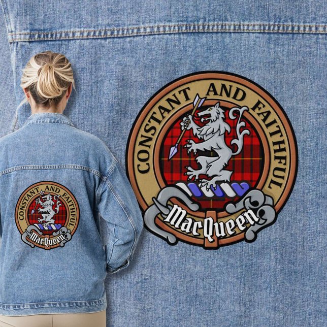 Clan MacQueen Crest over Tartan Denim Jacket (Creator Uploaded)