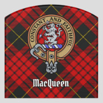 Clan MacQueen Crest over Tartan Door Sign