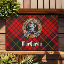 Clan MacQueen Crest over Tartan Doormat