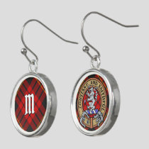 Clan MacQueen Crest over Tartan Earrings