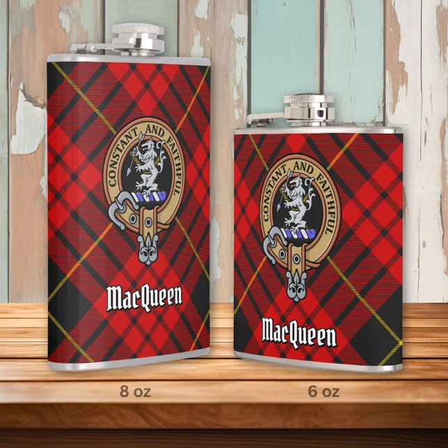 Clan MacQueen Crest over Tartan Flask (Creator Uploaded)