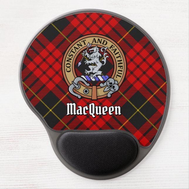 Clan MacQueen Crest over Tartan Gel Mouse Pad (Front)