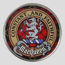 Clan MacQueen Crest over Tartan Golf Ball Marker