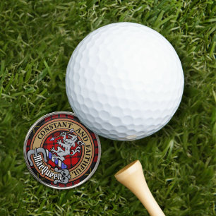 Clan MacQueen Crest over Tartan Golf Ball Marker