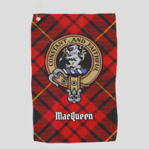 Clan MacQueen Crest over Tartan Golf Towel