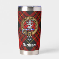 Clan MacQueen Crest over Tartan Insulated Tumbler