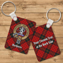 Clan MacQueen Crest over Tartan Keychain