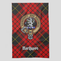 Clan MacQueen Crest over Tartan Kitchen Towel