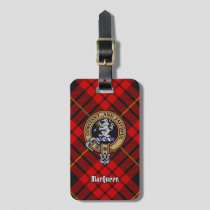 Clan MacQueen Crest over Tartan Luggage Tag