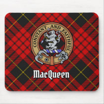 Clan MacQueen Crest over Tartan Mouse Pad