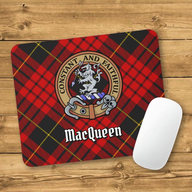 Clan MacQueen Crest over Tartan Mouse Pad (Creator Uploaded)