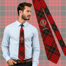 Clan MacQueen Crest over Tartan Neck Tie