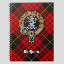 Clan MacQueen Crest over Tartan Notebook