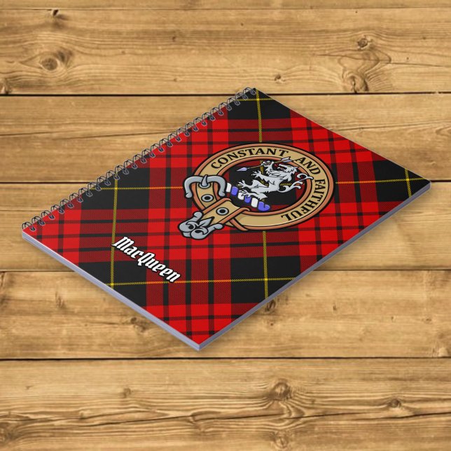 Clan MacQueen Crest over Tartan Notebook (Creator Uploaded)