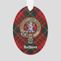 Clan MacQueen Crest over Tartan Ornament