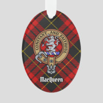 Clan MacQueen Crest over Tartan Ornament