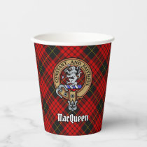 Clan MacQueen Crest over Tartan Paper Cups