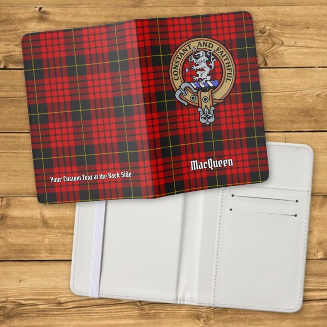 Clan MacQueen Crest over Tartan Passport Holder (Creator Uploaded)