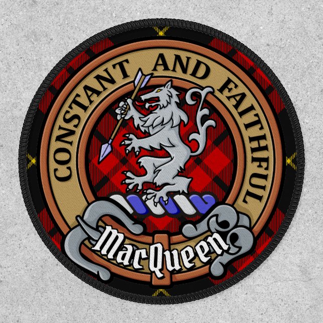 Clan MacQueen Crest over Tartan Patch (Front)