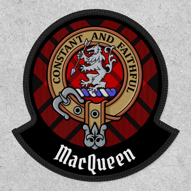 Clan MacQueen Crest over Tartan Patch (Front)