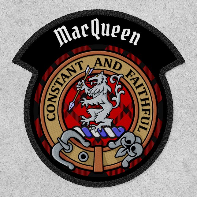 Clan MacQueen Crest over Tartan Patch (Front)