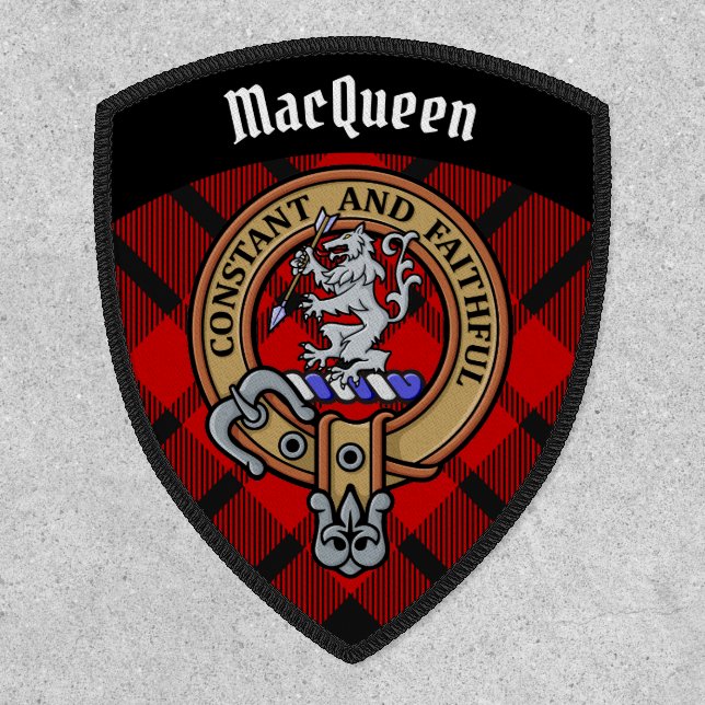 Clan MacQueen Crest over Tartan Patch (Front)