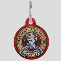 Clan MacQueen Crest over Tartan Pet ID Tag