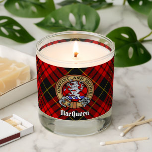 Clan MacQueen Crest over Tartan Scented Candle