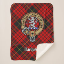 Clan MacQueen Crest over Tartan Sherpa Blanket